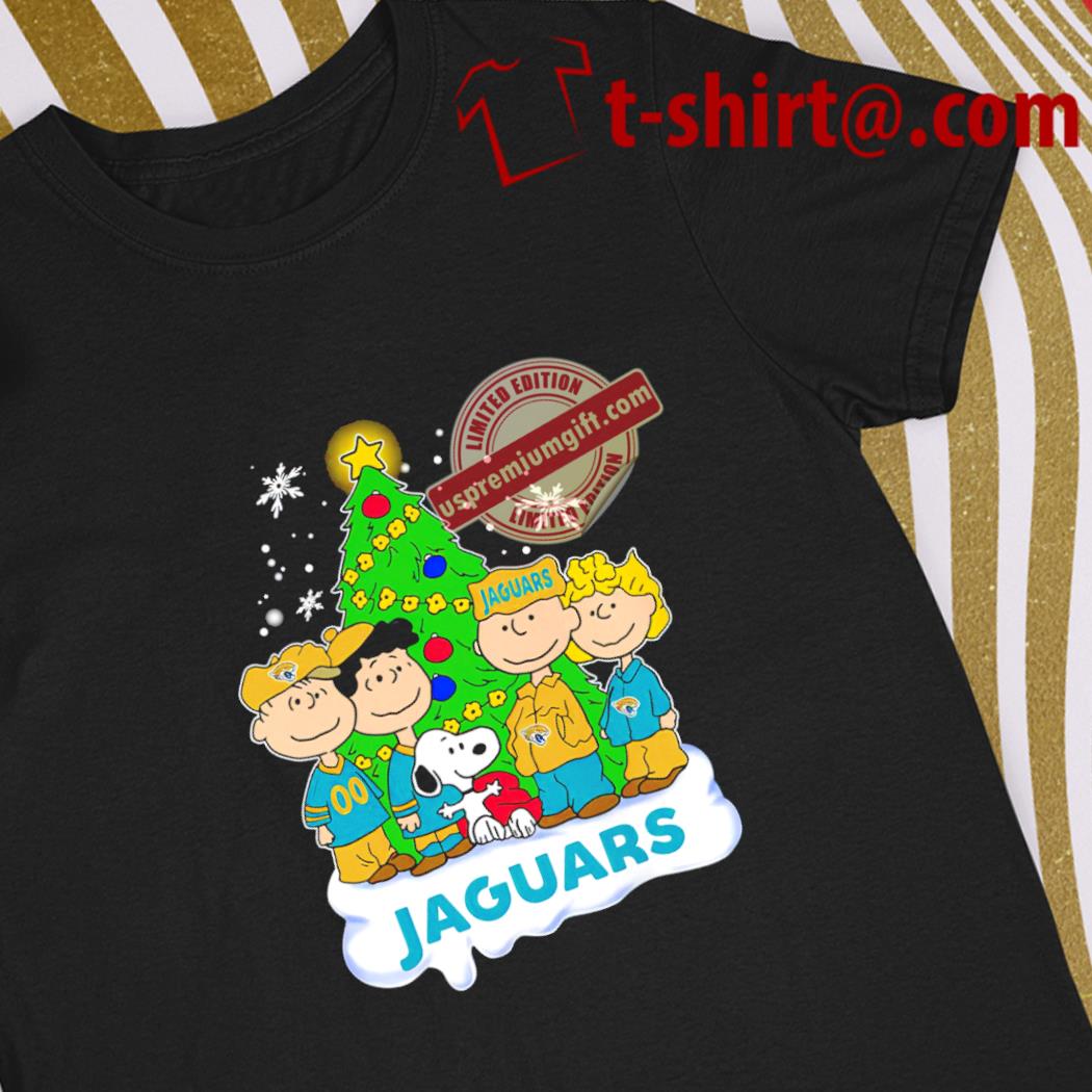 Best happy Merry Christmas Peanuts Christmas tree Jacksonville Jaguars football logo gift shirt