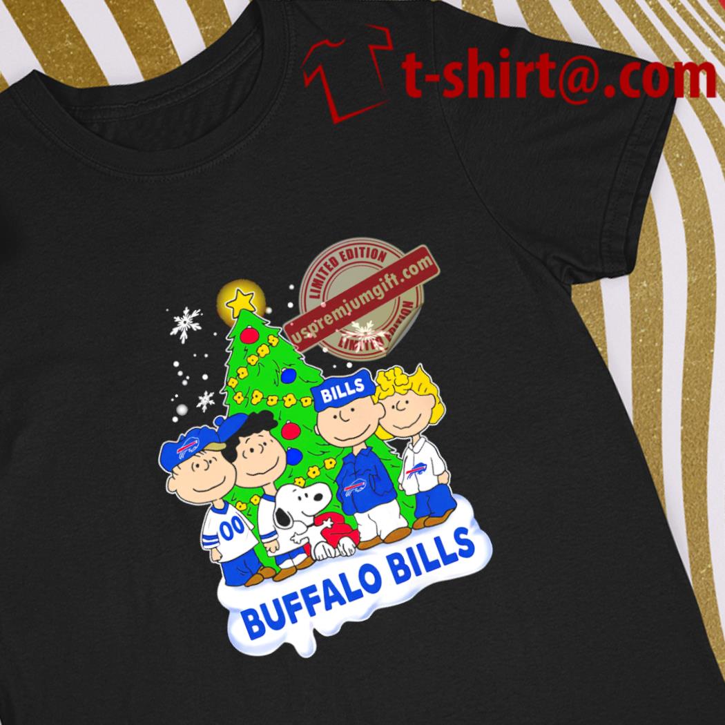 Funny happy Merry Christmas Peanuts Christmas tree Buffalo Bills football logo gift shirt