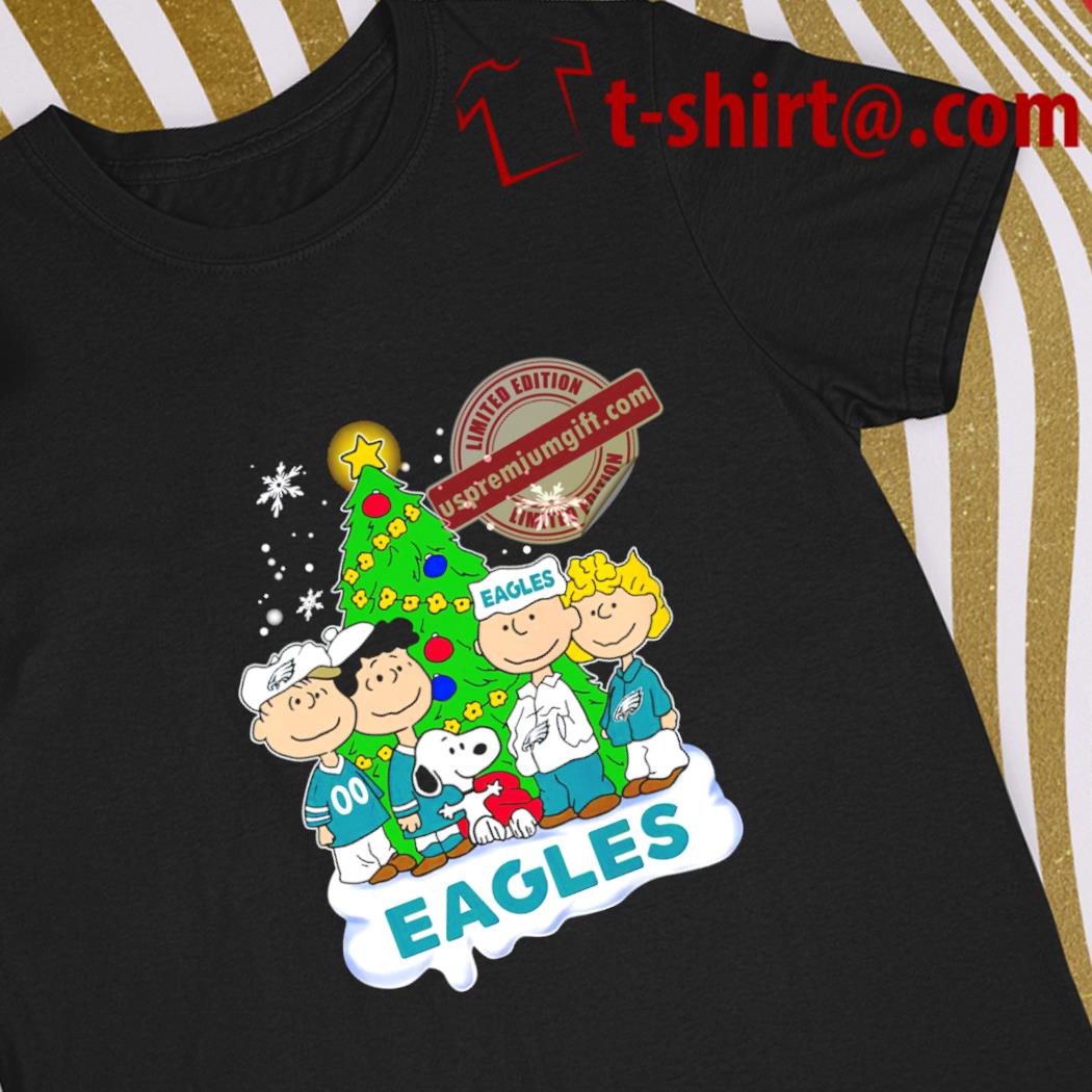 Funny happy Merry Christmas Peanuts Christmas tree Philadelphia Eagles football logo gift shirt