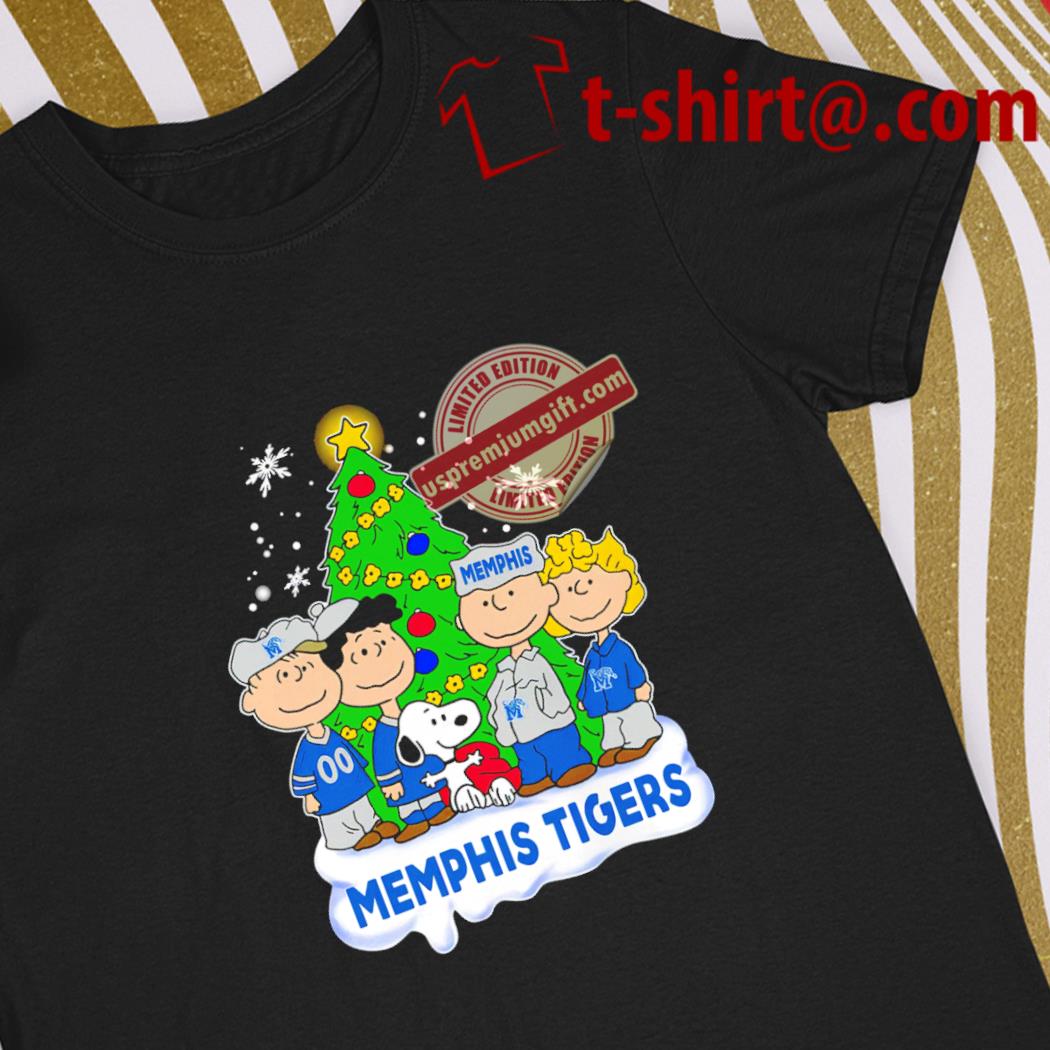 Top happy Merry Christmas Peanuts Christmas tree Memphis Tigers football logo gift shirt
